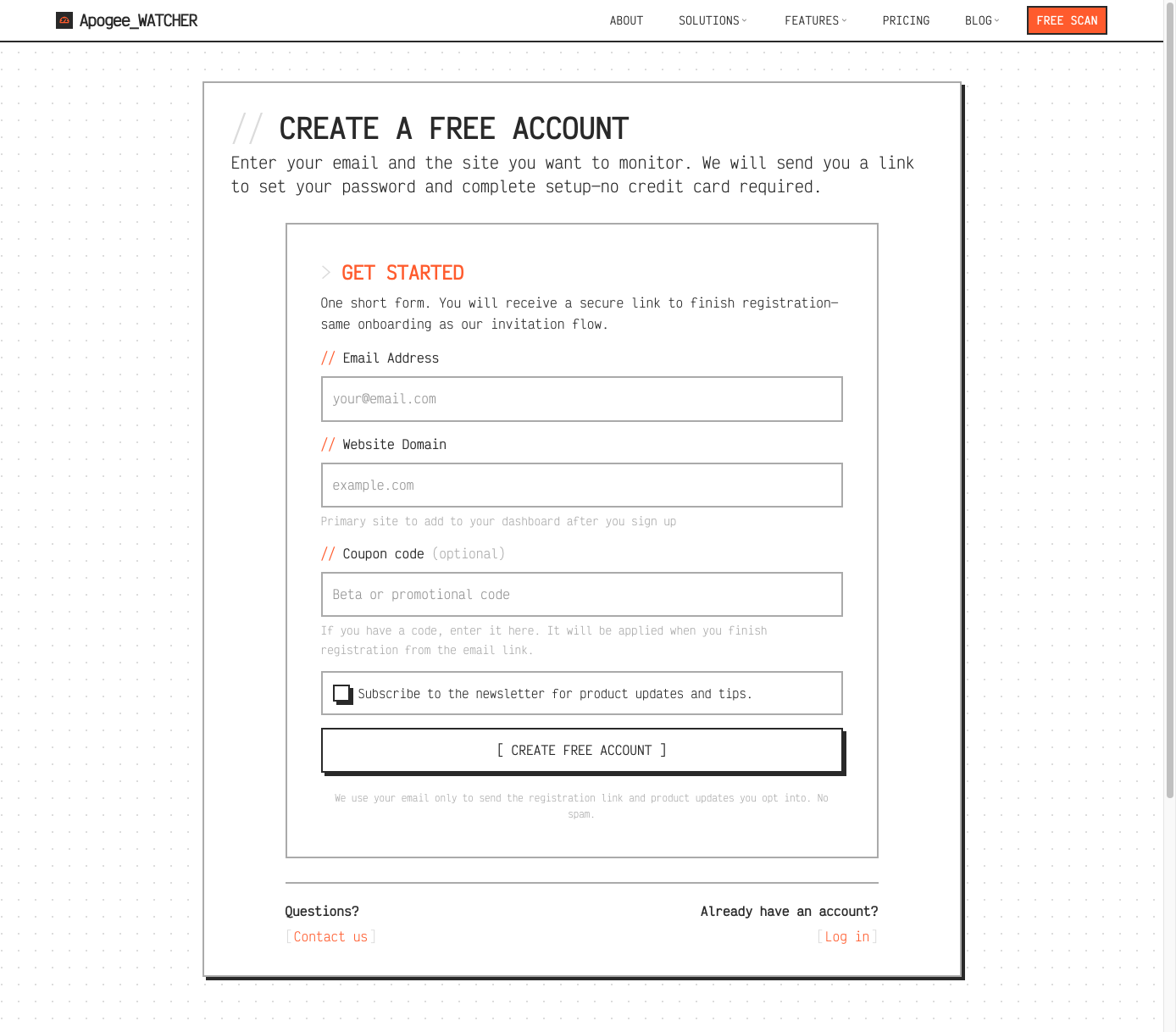 Sign-up form