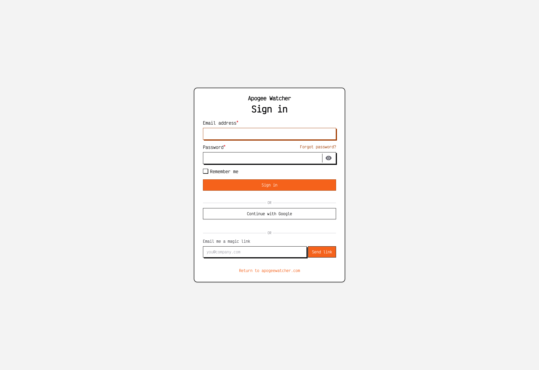 Panel sign-in