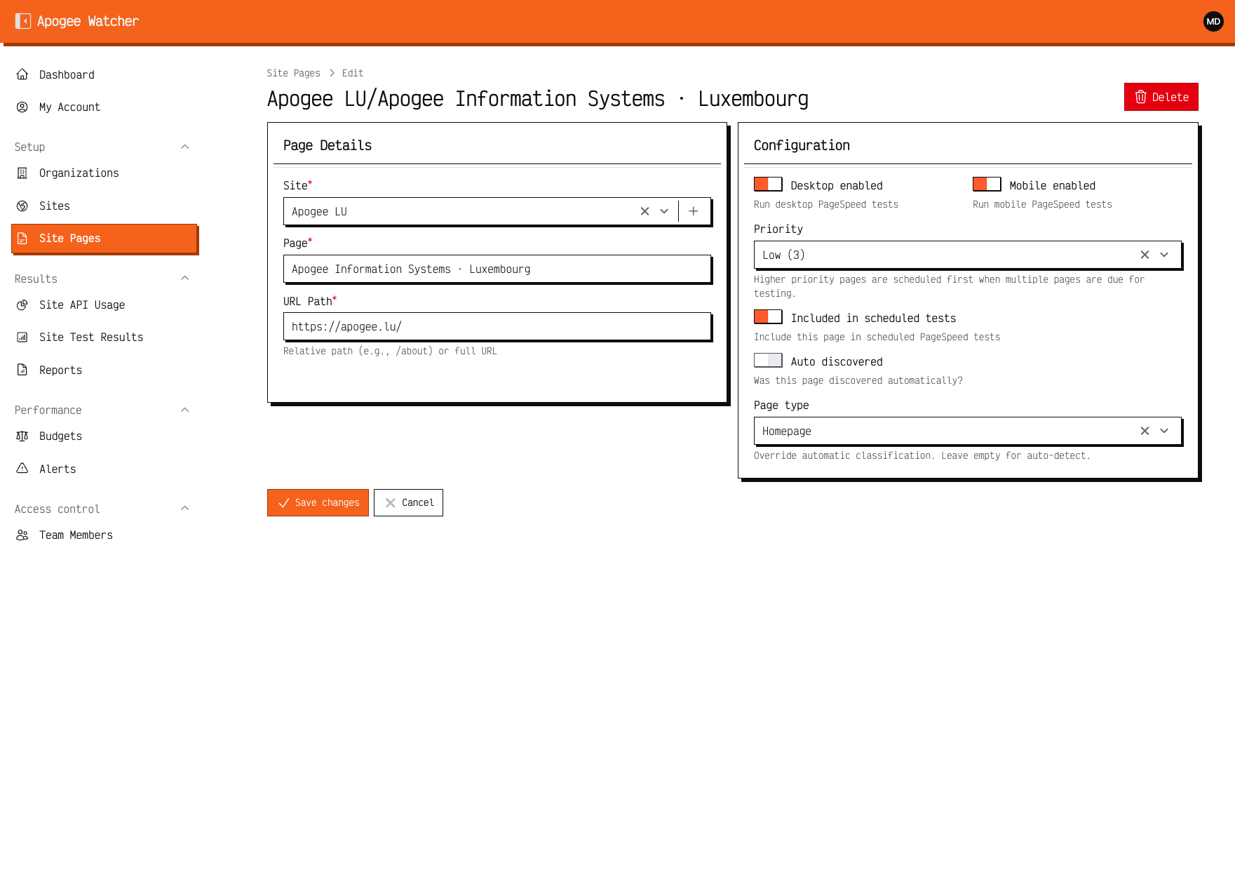 Page priority field