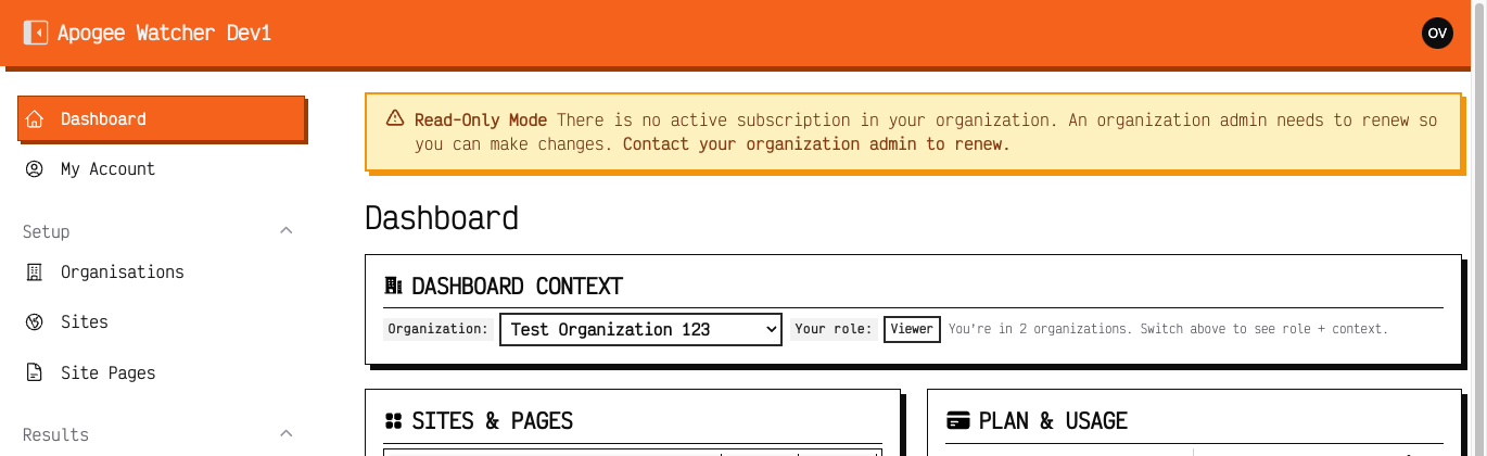 Read-only mode banner Viewer