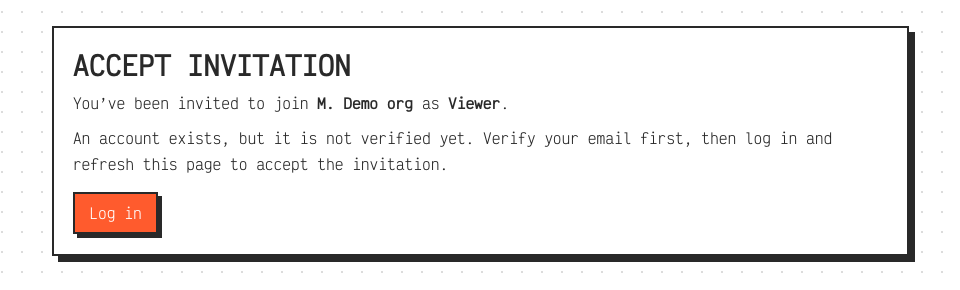 Team invitation accept page