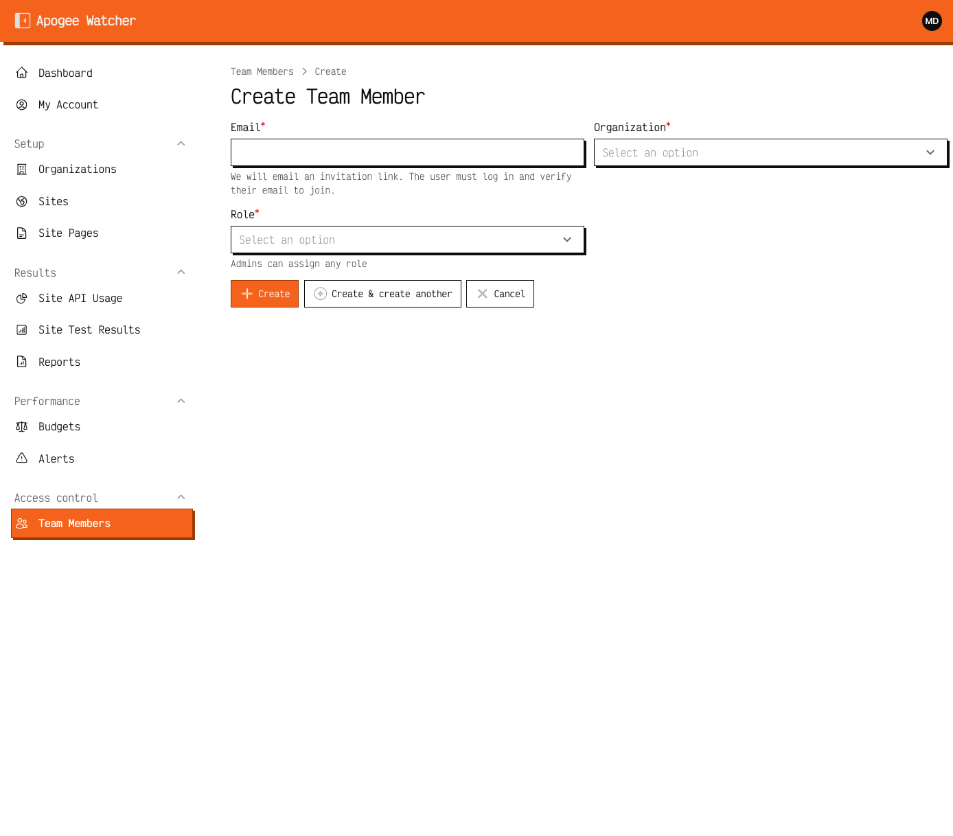 Create Team Member role picker